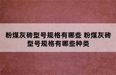 粉煤灰砖型号规格有哪些 粉煤灰砖型号规格有哪些种类